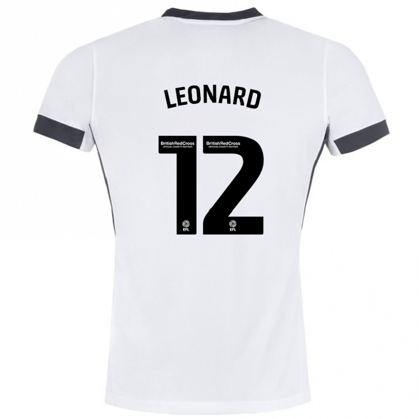 Kids Football Marc Leonard #12 White Black Away Jersey 2024/25 T-Shirt