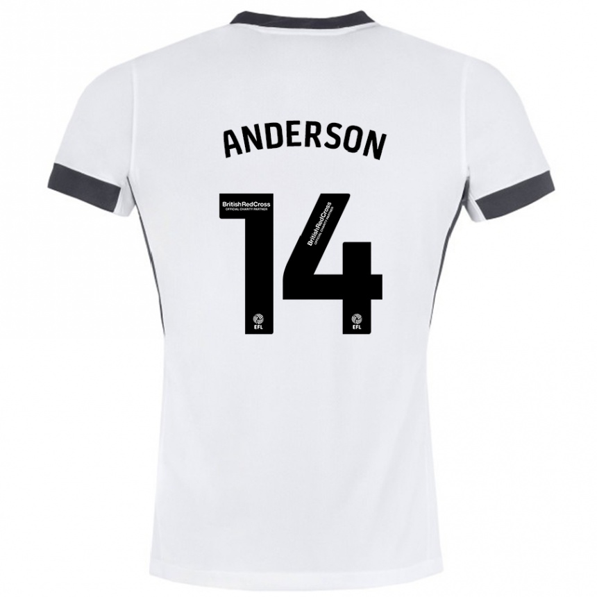 Kids Football Keshi Anderson #14 White Black Away Jersey 2024/25 T-Shirt