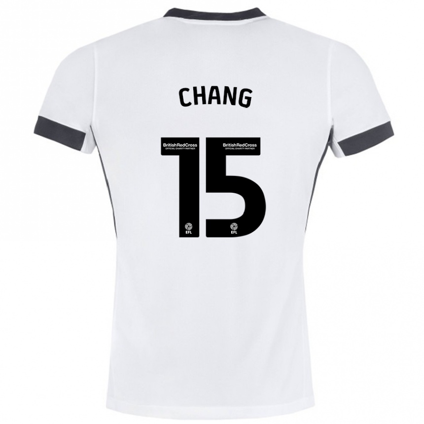 Kids Football Alfie Chang #15 White Black Away Jersey 2024/25 T-Shirt