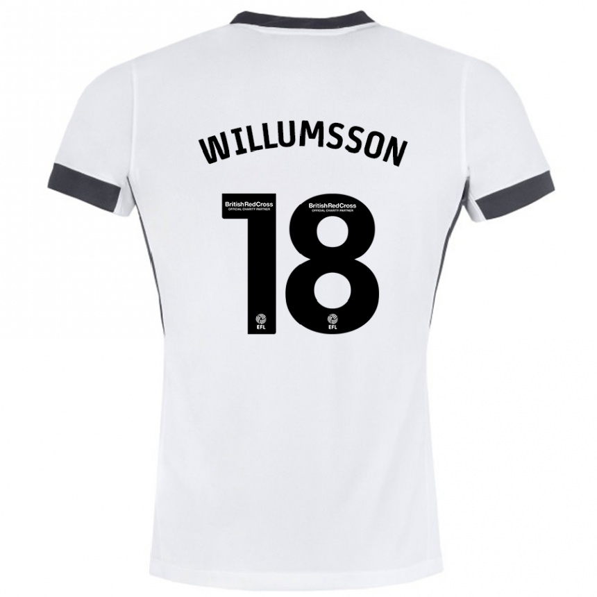 Kids Football Willum Thór Willumsson #18 White Black Away Jersey 2024/25 T-Shirt