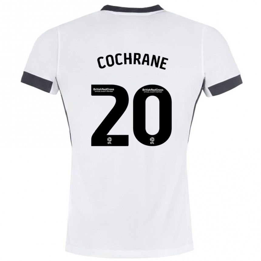 Kids Football Alex Cochrane #20 White Black Away Jersey 2024/25 T-Shirt