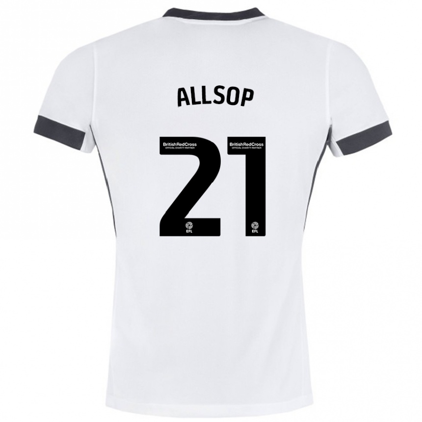 Kids Football Ryan Allsop #21 White Black Away Jersey 2024/25 T-Shirt