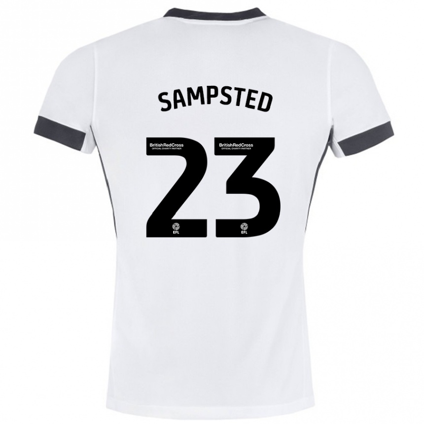 Kids Football Alfons Sampsted #23 White Black Away Jersey 2024/25 T-Shirt