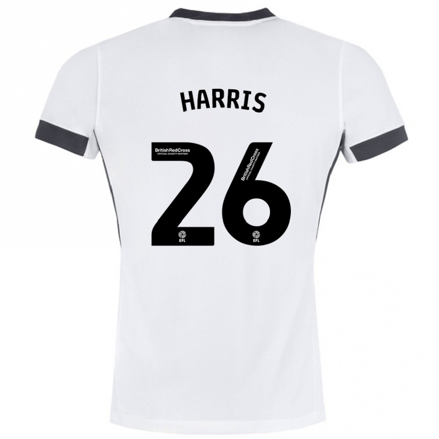 Kids Football Luke Harris #26 White Black Away Jersey 2024/25 T-Shirt