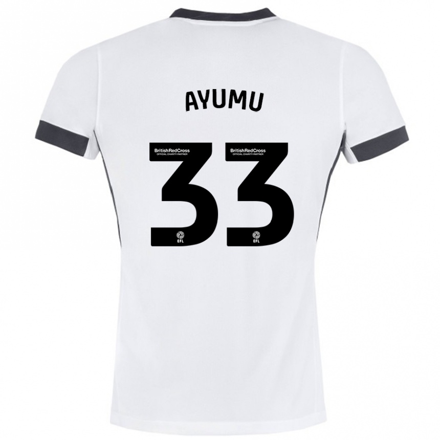 Kids Football Ayumu Yokoyama #33 White Black Away Jersey 2024/25 T-Shirt