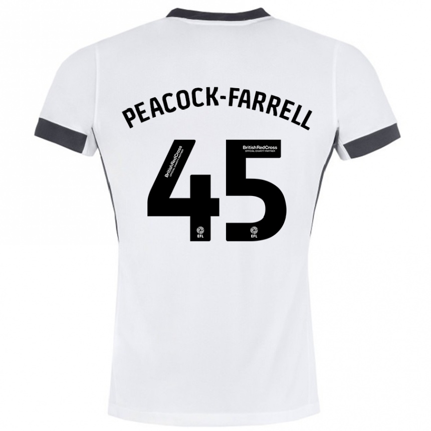 Kids Football Bailey Peacock-Farrell #45 White Black Away Jersey 2024/25 T-Shirt