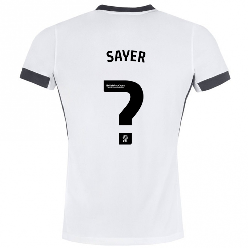 Kids Football Olly Sayer #0 White Black Away Jersey 2024/25 T-Shirt