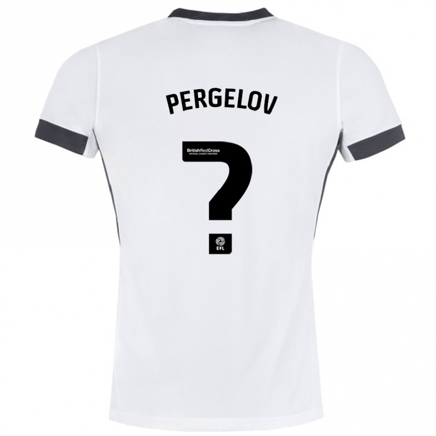 Kids Football Stoyan Pergelov #0 White Black Away Jersey 2024/25 T-Shirt