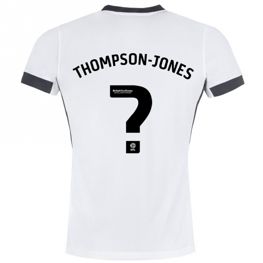 Kids Football Riquelme Thompson-Jones #0 White Black Away Jersey 2024/25 T-Shirt