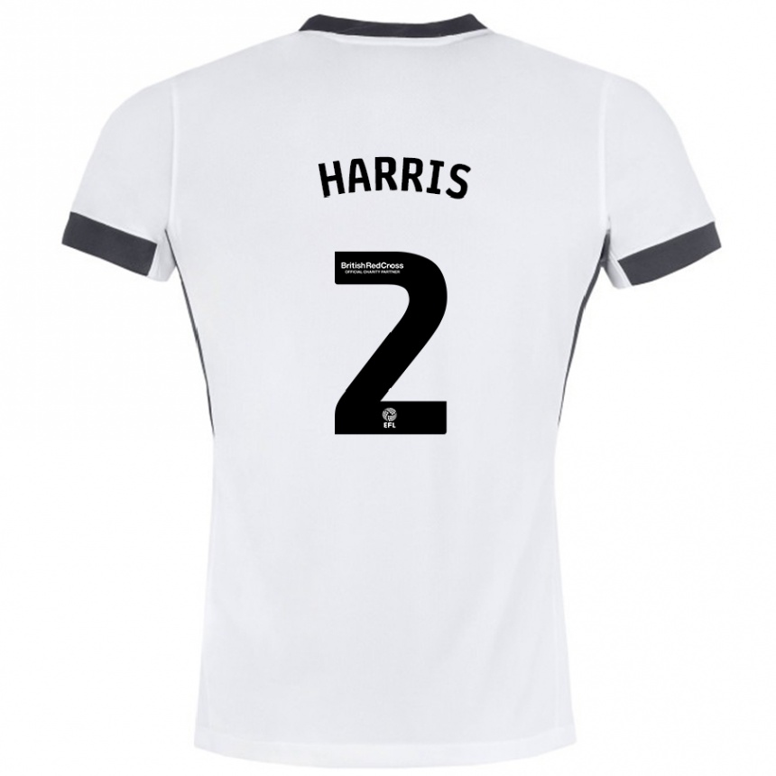 Kids Football Martha Harris #2 White Black Away Jersey 2024/25 T-Shirt