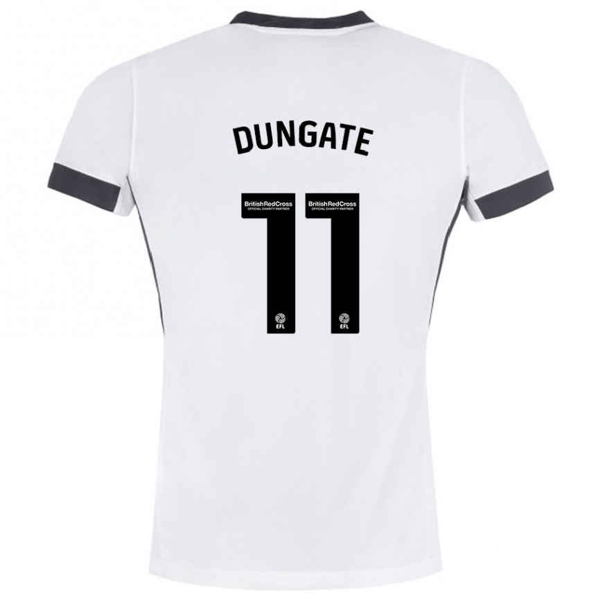 Kids Football Katie Dungate #11 White Black Away Jersey 2024/25 T-Shirt