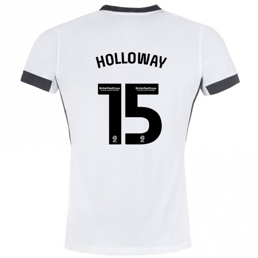 Kids Football Rebecca Holloway #15 White Black Away Jersey 2024/25 T-Shirt