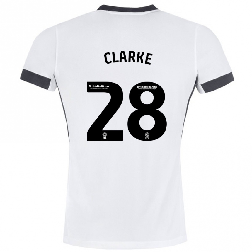 Kids Football Charlotte Clarke #28 White Black Away Jersey 2024/25 T-Shirt