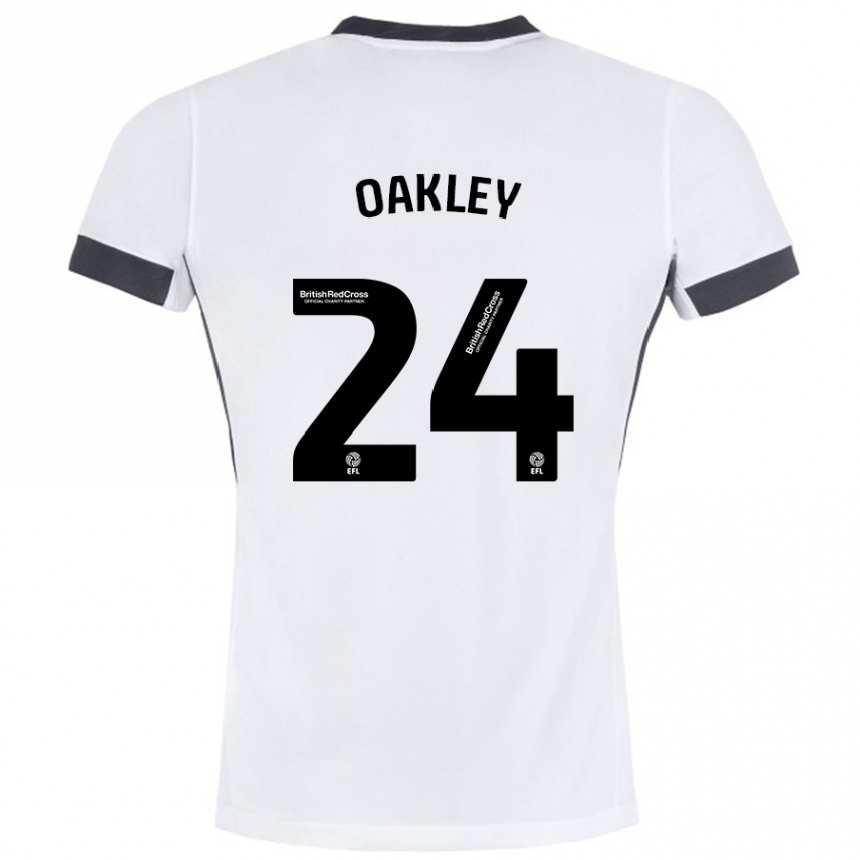 Kids Football Marcel Oakley #24 White Black Away Jersey 2024/25 T-Shirt