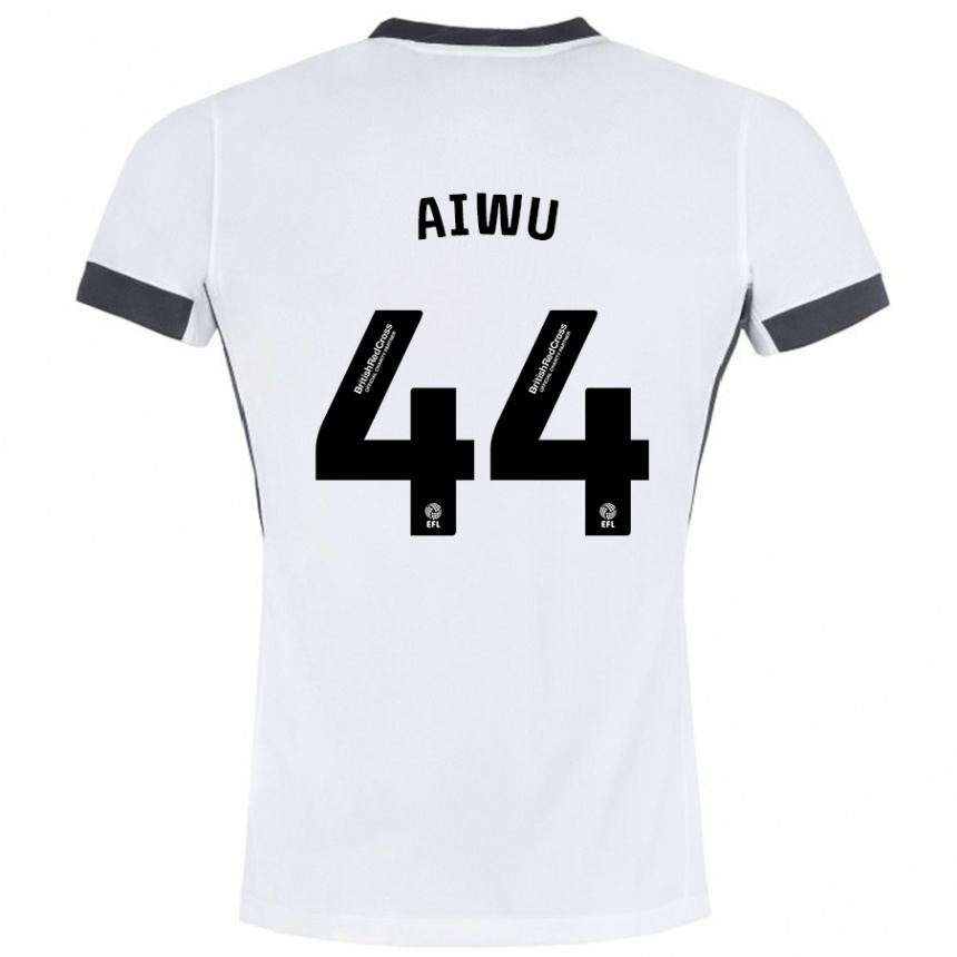 Kids Football Emanuel Aiwu #44 White Black Away Jersey 2024/25 T-Shirt