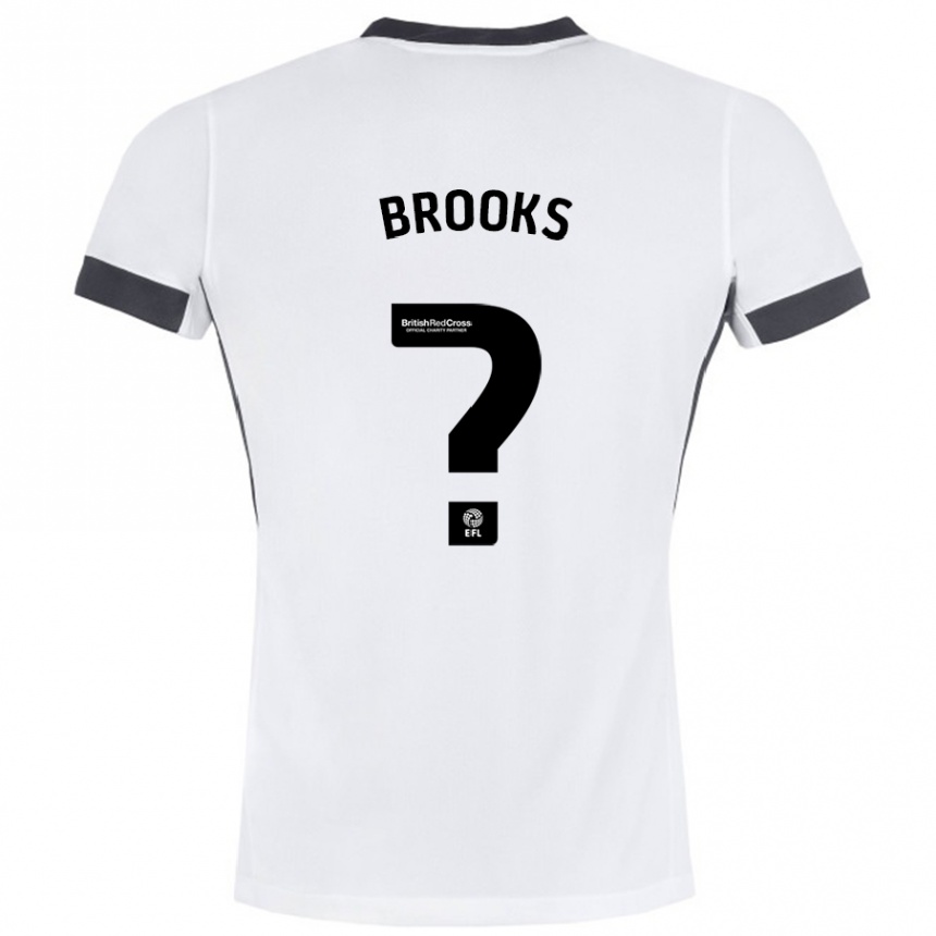 Kids Football Kobi Brooks #0 White Black Away Jersey 2024/25 T-Shirt