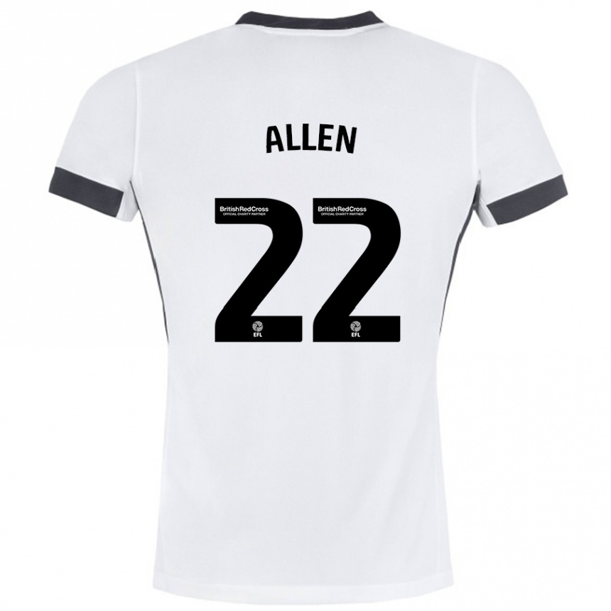 Kids Football Remi Allen #22 White Black Away Jersey 2024/25 T-Shirt