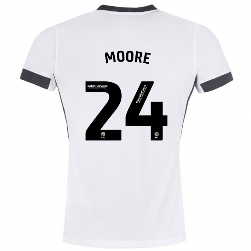 Kids Football Jade Ellis Moore #24 White Black Away Jersey 2024/25 T-Shirt