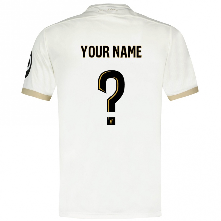 Kids Football Your Name #0 White Gold Away Jersey 2024/25 T-Shirt