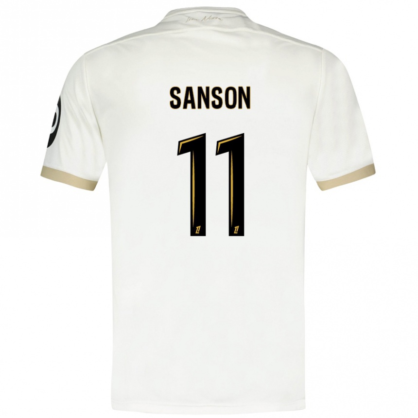 Kids Football Morgan Sanson #11 White Gold Away Jersey 2024/25 T-Shirt