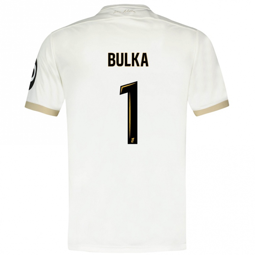 Kids Football Marcin Bulka #1 White Gold Away Jersey 2024/25 T-Shirt