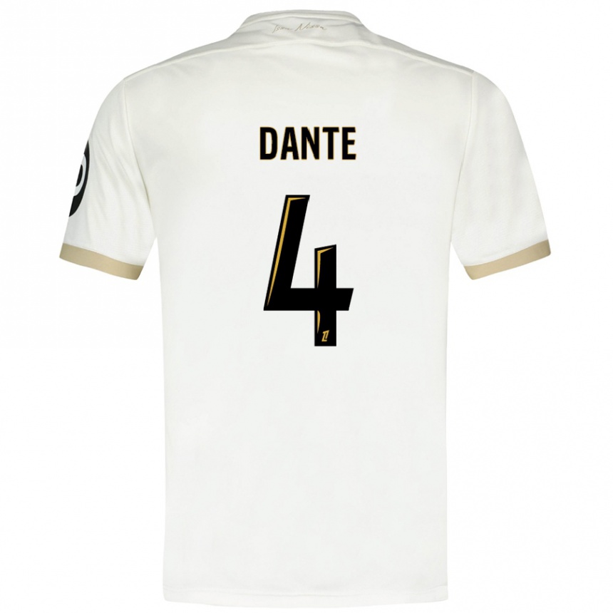 Kids Football Dante #4 White Gold Away Jersey 2024/25 T-Shirt