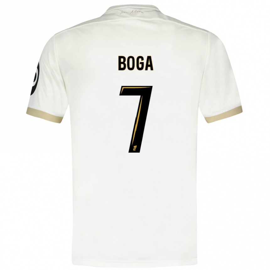 Kids Football Jérémie Boga #7 White Gold Away Jersey 2024/25 T-Shirt