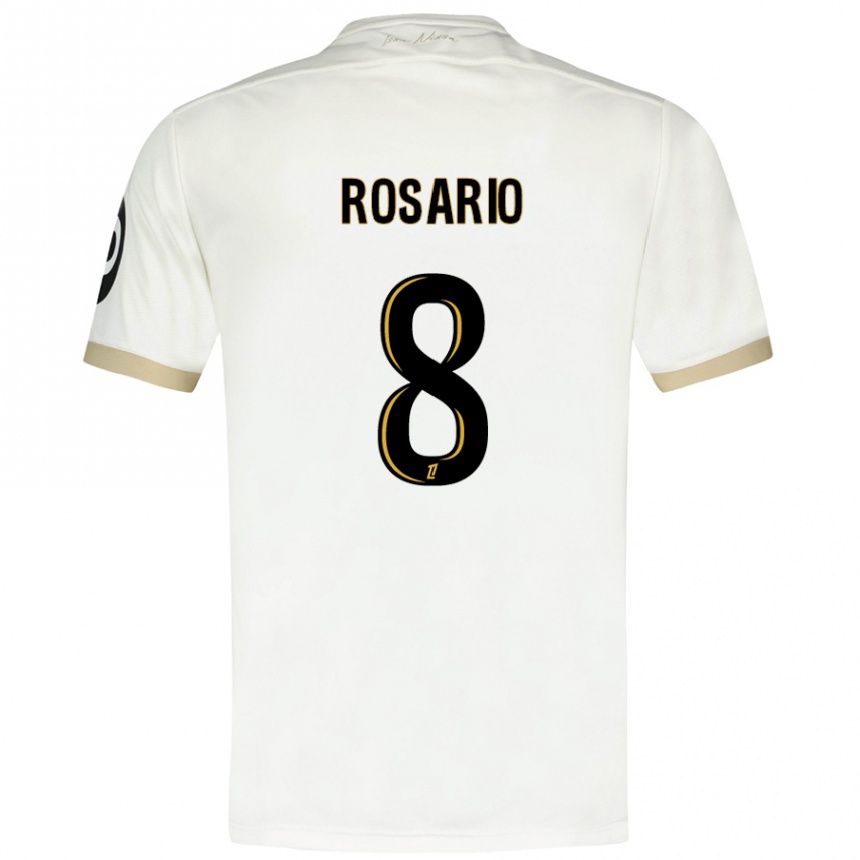 Kids Football Pablo Rosario #8 White Gold Away Jersey 2024/25 T-Shirt