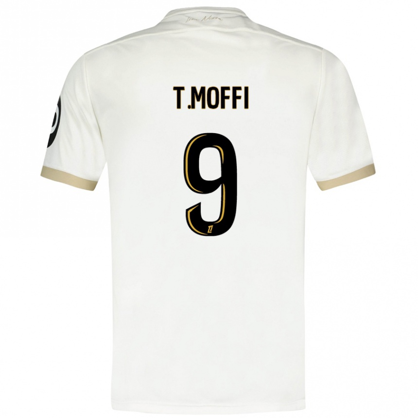 Kids Football Terem Moffi #9 White Gold Away Jersey 2024/25 T-Shirt