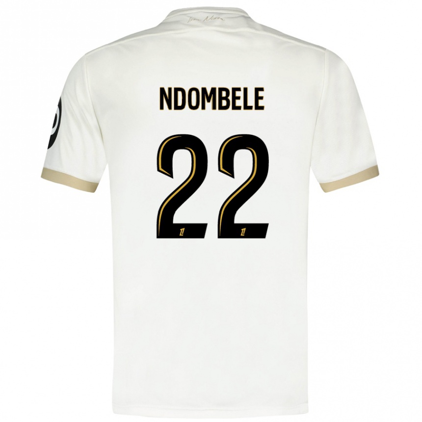 Kids Football Tanguy Ndombele #22 White Gold Away Jersey 2024/25 T-Shirt