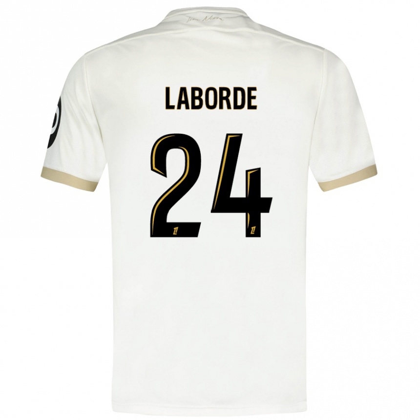 Kids Football Gaëtan Laborde #24 White Gold Away Jersey 2024/25 T-Shirt