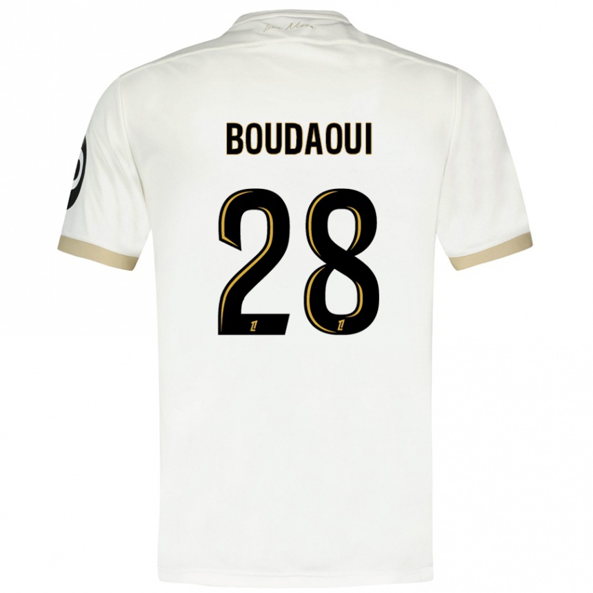 Kids Football Hicham Boudaoui #28 White Gold Away Jersey 2024/25 T-Shirt