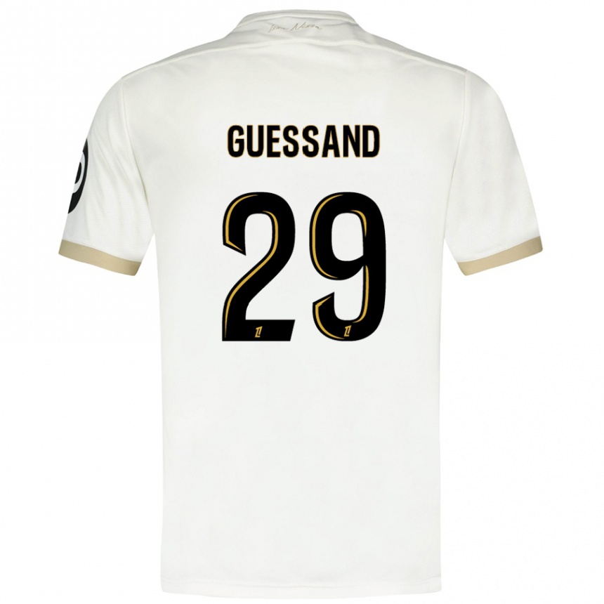 Kids Football Evann Guessand #29 White Gold Away Jersey 2024/25 T-Shirt