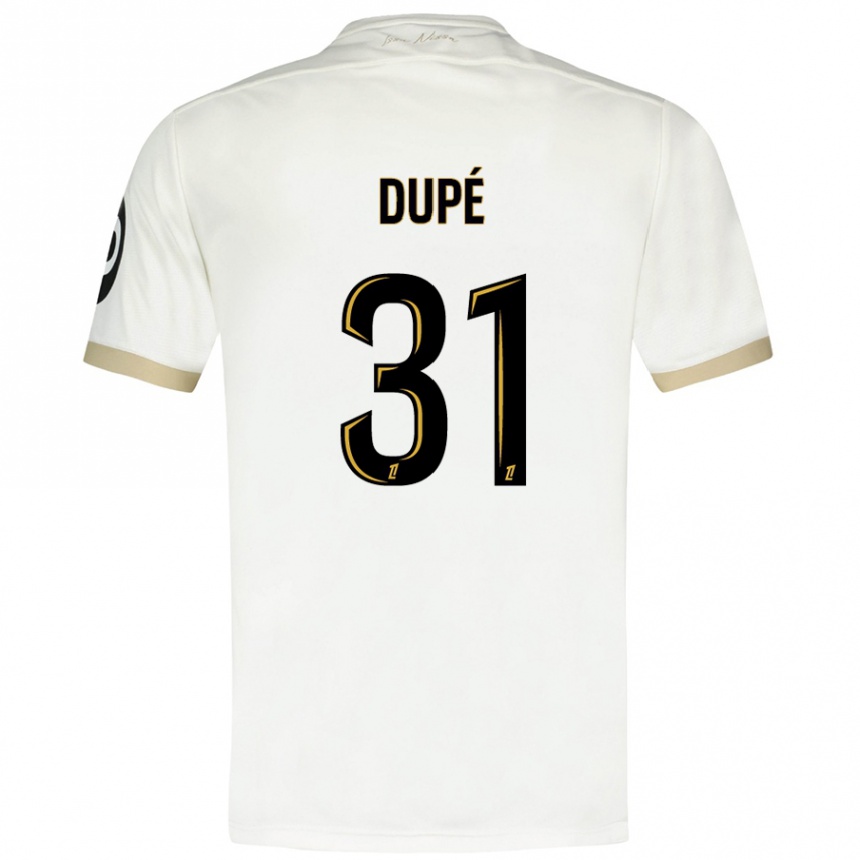 Kids Football Maxime Dupé #31 White Gold Away Jersey 2024/25 T-Shirt