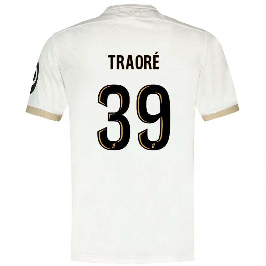 Kids Football Daouda Traoré #39 White Gold Away Jersey 2024/25 T-Shirt