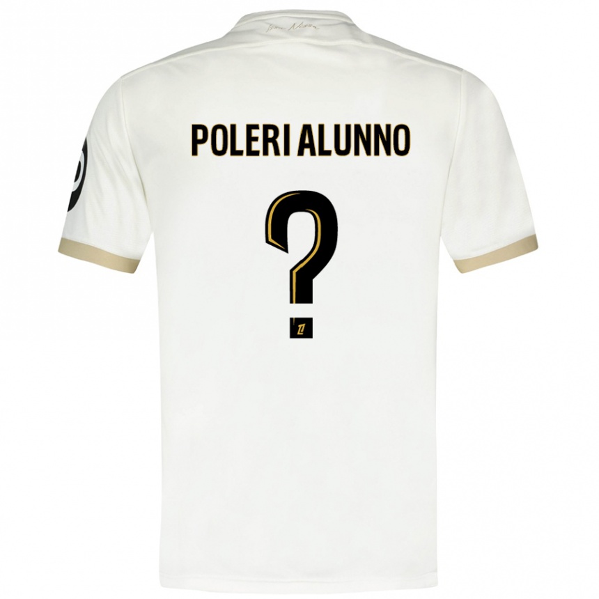 Kids Football Mathis Poleri Alunno #0 White Gold Away Jersey 2024/25 T-Shirt