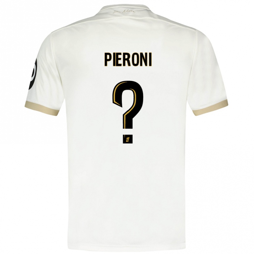 Kids Football Dorian Pieroni #0 White Gold Away Jersey 2024/25 T-Shirt