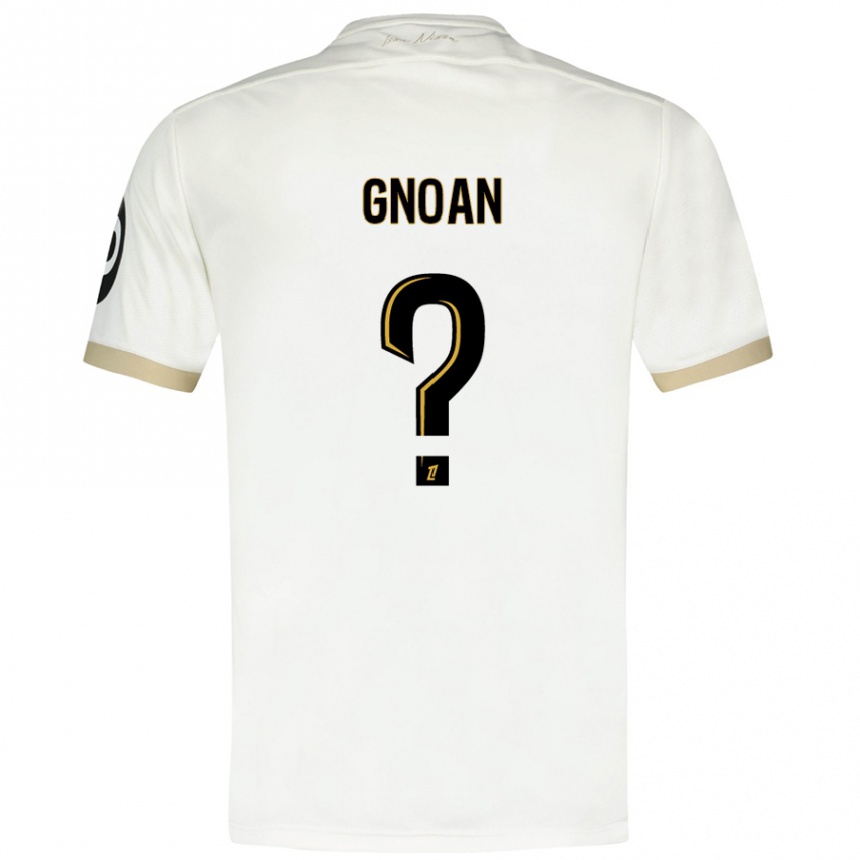 Kids Football Ebroni Gnoan #0 White Gold Away Jersey 2024/25 T-Shirt