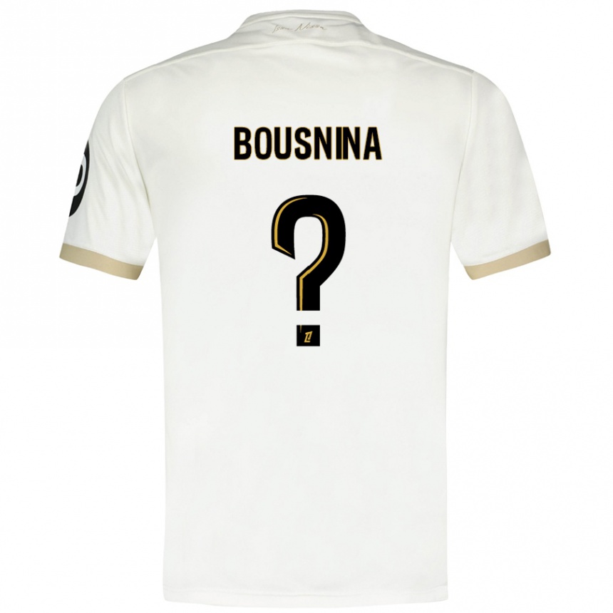 Kids Football Farès Bousnina #0 White Gold Away Jersey 2024/25 T-Shirt