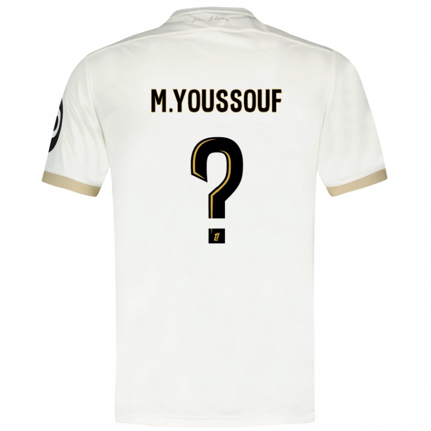 Kids Football Mousslim Youssouf #0 White Gold Away Jersey 2024/25 T-Shirt