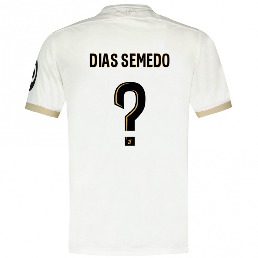 Kids Football Samuel Dias Semedo #0 White Gold Away Jersey 2024/25 T-Shirt