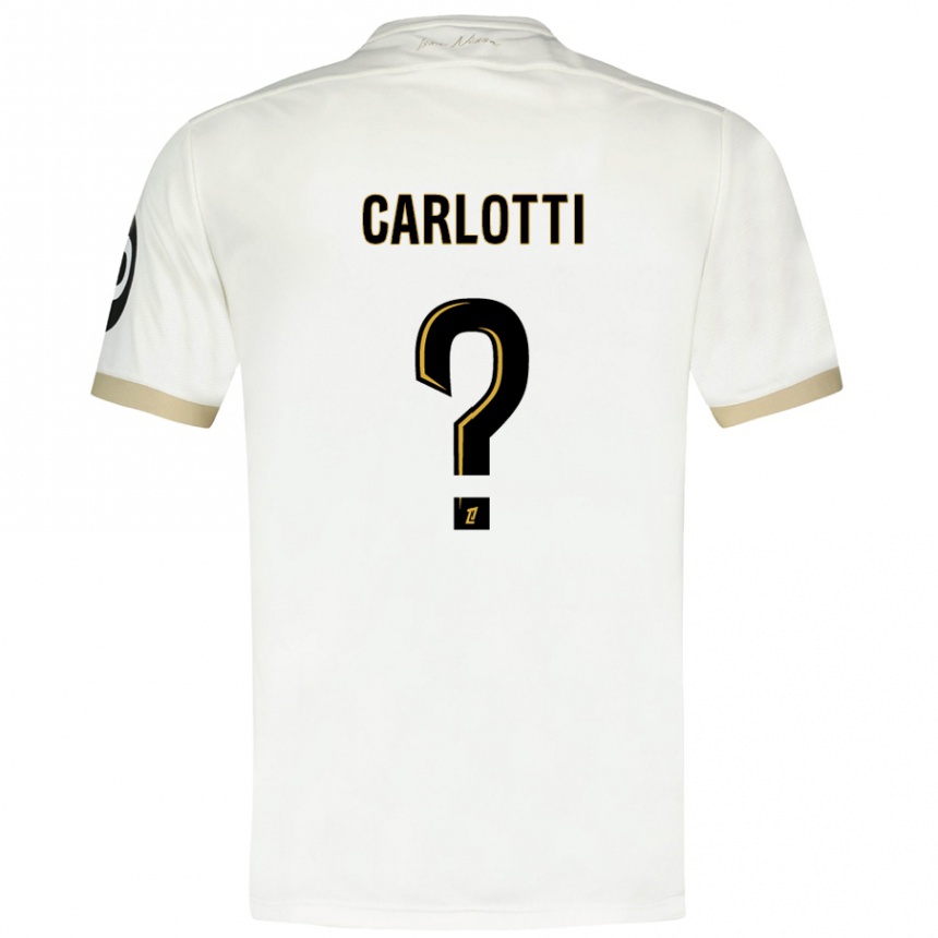 Kids Football Mathis Carlotti #0 White Gold Away Jersey 2024/25 T-Shirt