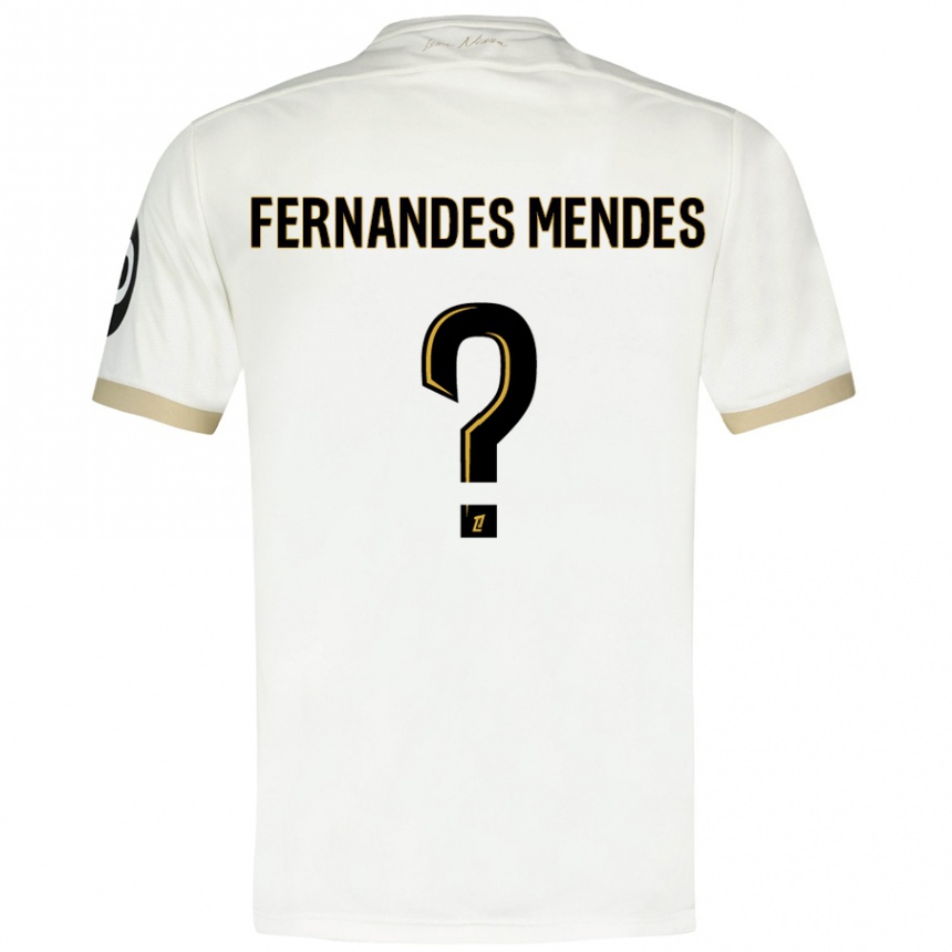 Kids Football Mathis Fernandes Mendes #0 White Gold Away Jersey 2024/25 T-Shirt