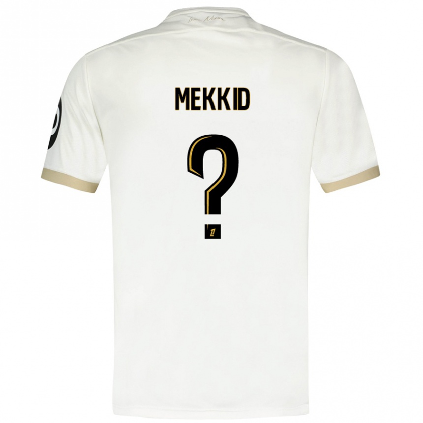 Kids Football Ayoub Mekkid #0 White Gold Away Jersey 2024/25 T-Shirt