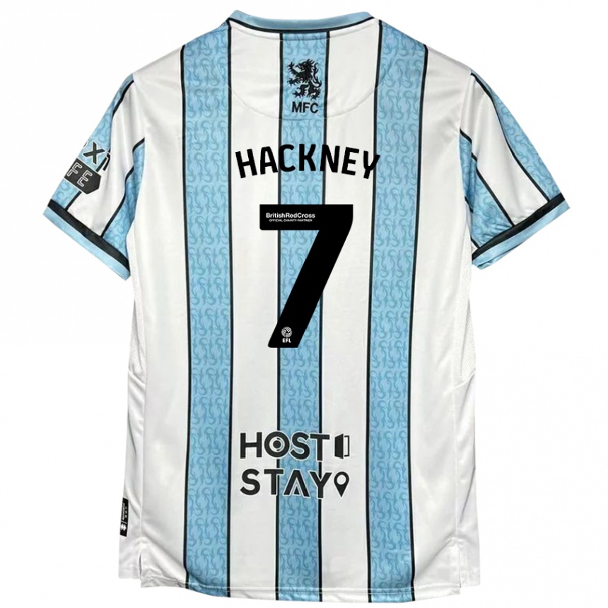 Kids Football Hayden Hackney #7 White Blue Away Jersey 2024/25 T-Shirt