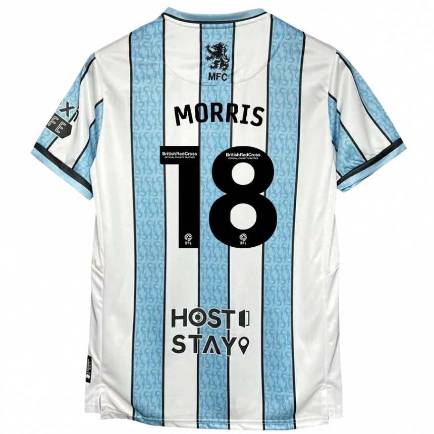 Kids Football Aidan Morris #18 White Blue Away Jersey 2024/25 T-Shirt