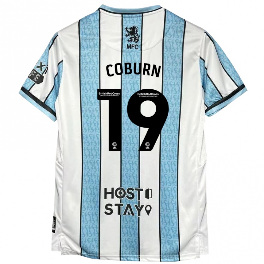 Kids Football Josh Coburn #19 White Blue Away Jersey 2024/25 T-Shirt