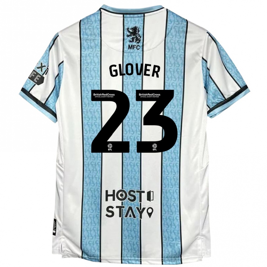 Kids Football Tom Glover #23 White Blue Away Jersey 2024/25 T-Shirt