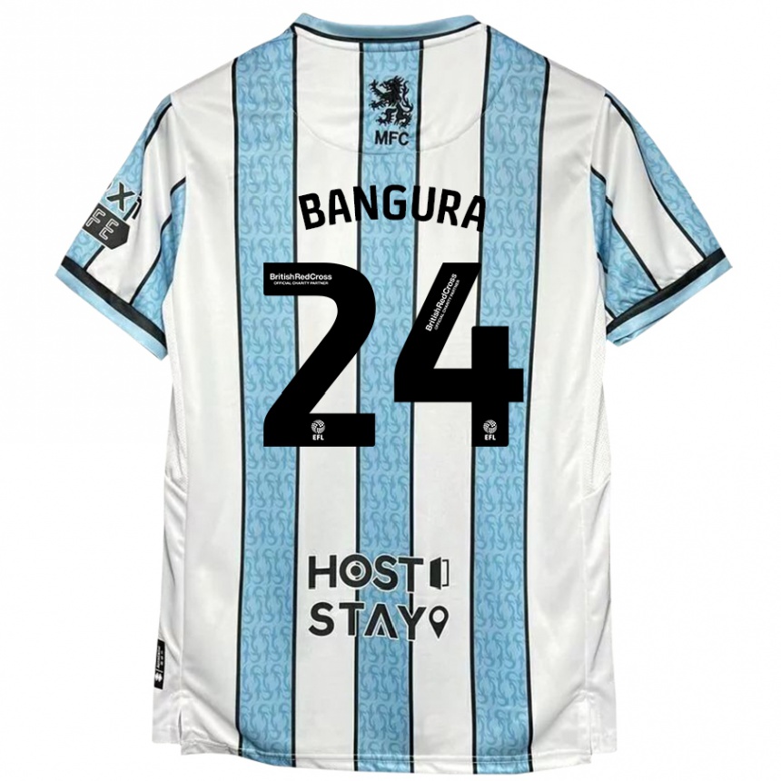 Kids Football Alex Bangura #24 White Blue Away Jersey 2024/25 T-Shirt