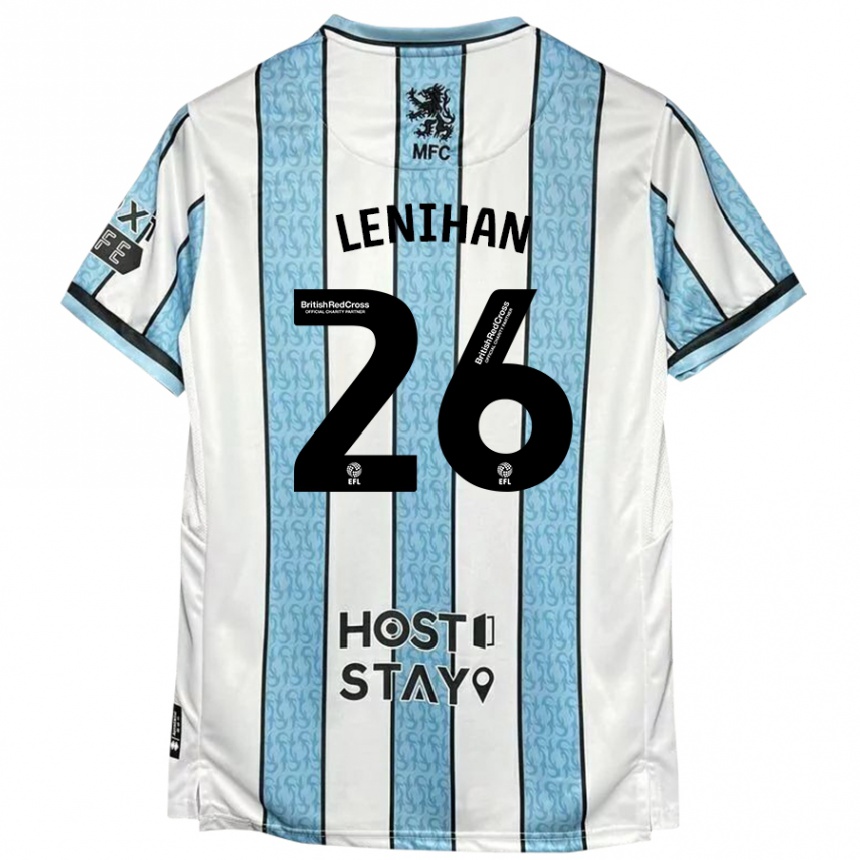 Kids Football Darragh Lenihan #26 White Blue Away Jersey 2024/25 T-Shirt